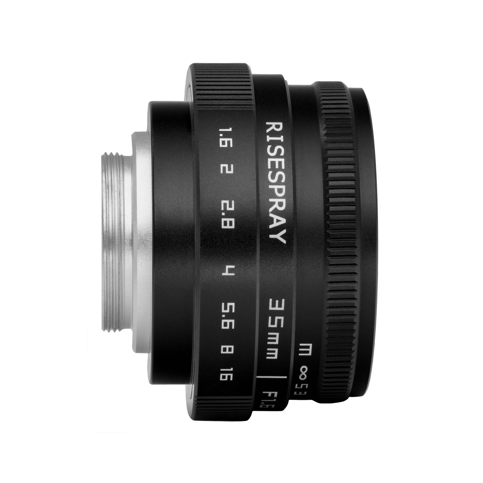 Obiectiv Foto Manual 35mm, Risespray, F1.6 Wide, Prime Lens, compatibil Sony E Mount, Negru